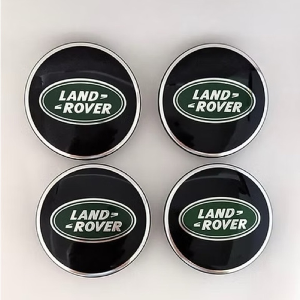 [SOLD] LAND ROVER Logo Wheel Center Caps - Black Finish 4 Pack NEW Genuine OEM🏴